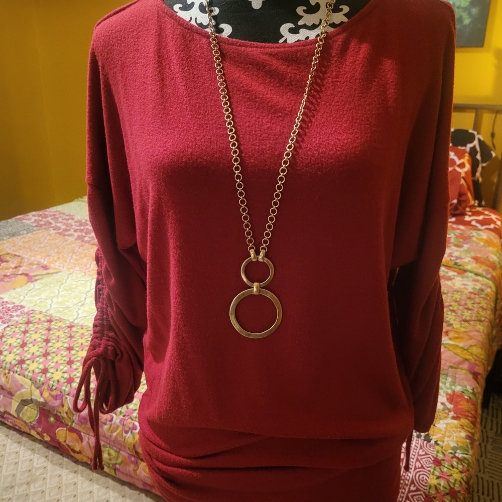 Gibson 3/4 sleeve lightweight red sweater